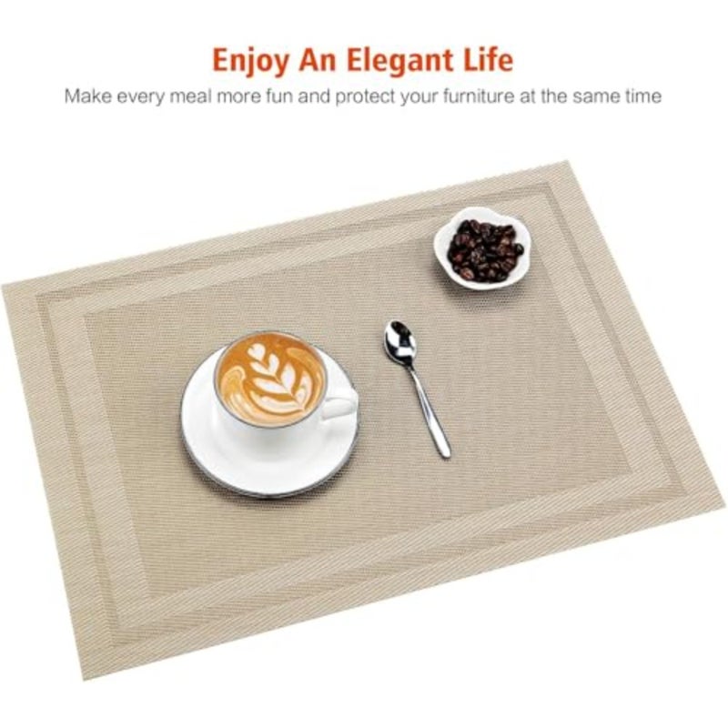 Placemats, 8pcs Non-Slip Crossweave Woven Vinyl Insulation Place Mat, Washable Table Mats For Restaurants Party Decoration 45 x 30 cm - Image 3