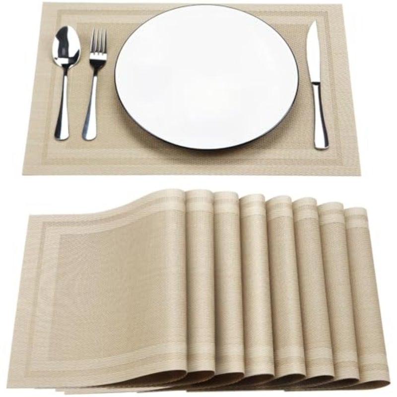 Placemats, 8pcs Non-Slip Crossweave Woven Vinyl Insulation Place Mat, Washable Table Mats For Restaurants Party Decoration 45 x 30 cm - Image 1