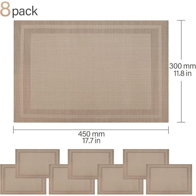 Placemats, 8pcs Non-Slip Crossweave Woven Vinyl Insulation Place Mat, Washable Table Mats For Restaurants Party Decoration 45 x 30 cm - Image 4
