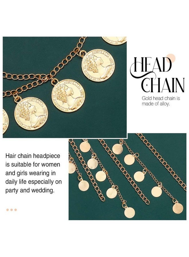 أوكملا سلسلة رأس من العملات المعدنية، سلاسل شعر مزينة بالترتر الذهبي، عصابات رأس للمهرجانات، إكسسوارات شعر للنساء والفتيات - Image 4