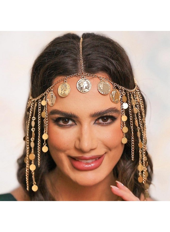 أوكملا سلسلة رأس من العملات المعدنية، سلاسل شعر مزينة بالترتر الذهبي، عصابات رأس للمهرجانات، إكسسوارات شعر للنساء والفتيات - Image 2