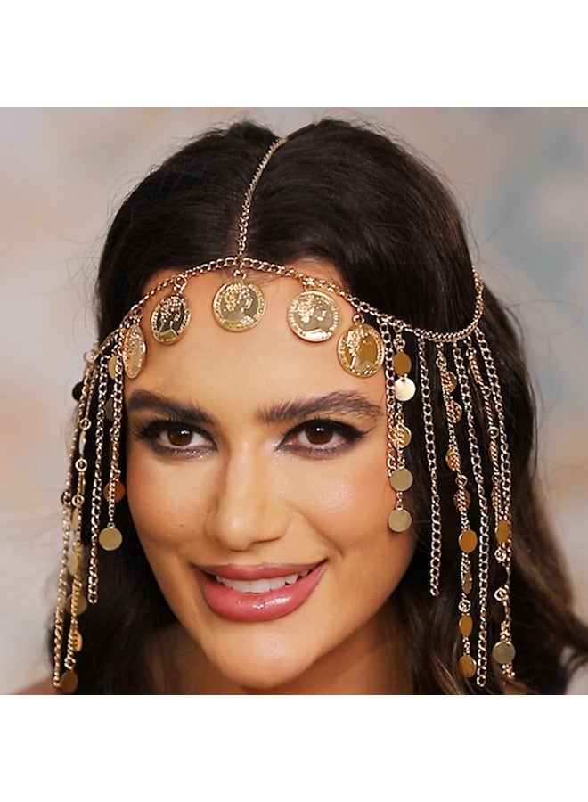 أوكملا سلسلة رأس من العملات المعدنية، سلاسل شعر مزينة بالترتر الذهبي، عصابات رأس للمهرجانات، إكسسوارات شعر للنساء والفتيات - Image 5