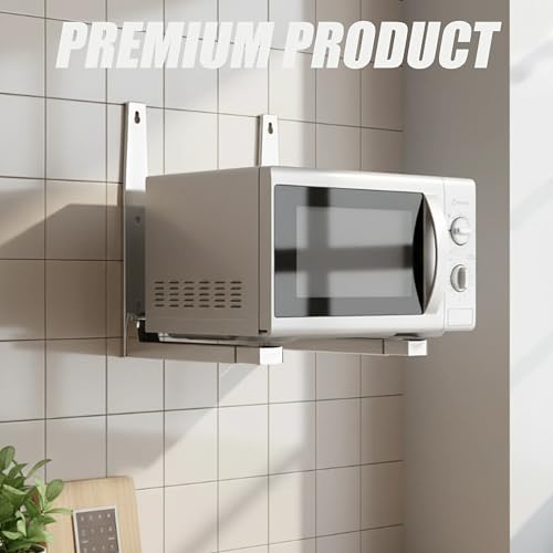 CJFNDFA Universal Stainless Steel Microwave Mount Bracket Microwave Shelf Wall Mount, Foldable Stretch Design, Mounting Kit Included, Easy Install Holder for Kitchen Storage Organization - Image 5