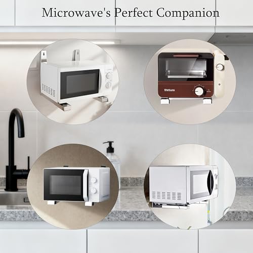 CJFNDFA Universal Stainless Steel Microwave Mount Bracket Microwave Shelf Wall Mount, Foldable Stretch Design, Mounting Kit Included, Easy Install Holder for Kitchen Storage Organization - Image 4
