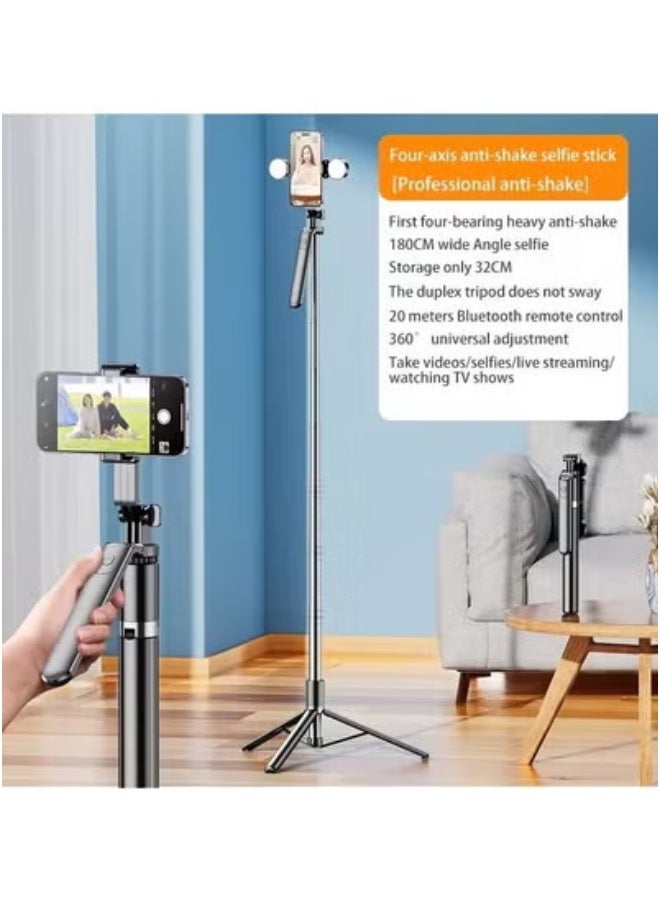 JAJEEK 180cm/70.86 Inches Extra Long Selfie Stick Tripod, Anti-Shake with Balance Handle, Dual Lights, Portable Stainless Steel Design, Rechargeable Bluetooth Remote for Smartphones, Cameras, Vlogging, Photography, Video Recording & Live Streaming  - Image 3