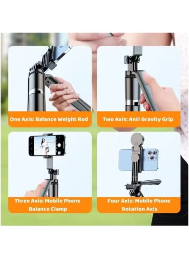 JAJEEK 180cm/70.86 Inches Extra Long Selfie Stick Tripod, Anti-Shake with Balance Handle, Dual Lights, Portable Stainless Steel Design, Rechargeable Bluetooth Remote for Smartphones, Cameras, Vlogging, Photography, Video Recording & Live Streaming  - Image 2