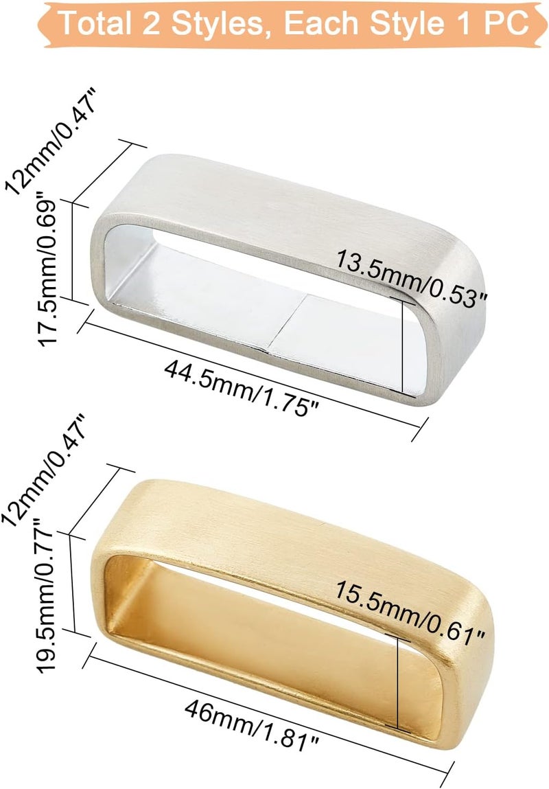 klarako 2 Sizes Belt Lklarako Keeper, Metal Rectangle Rings Buckle Bag Belt Strap Lklarako Ring Hardware 1.75/1.81 Inch Webbing Men's Belts Buckle Accessories for DIY Handbag Purse Luggage Belt - Image 2
