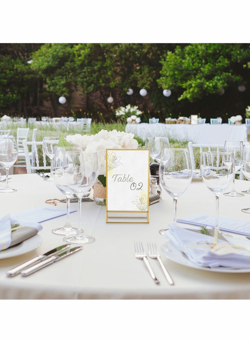 Clear Acrylic Frames Display Holder with Gold Borders and Vertical Stand,Double Sided Table Menu Holders Picture for Wedding Numbers, Restaurant Signs,Photos Display-5x7 Inches,6Pack