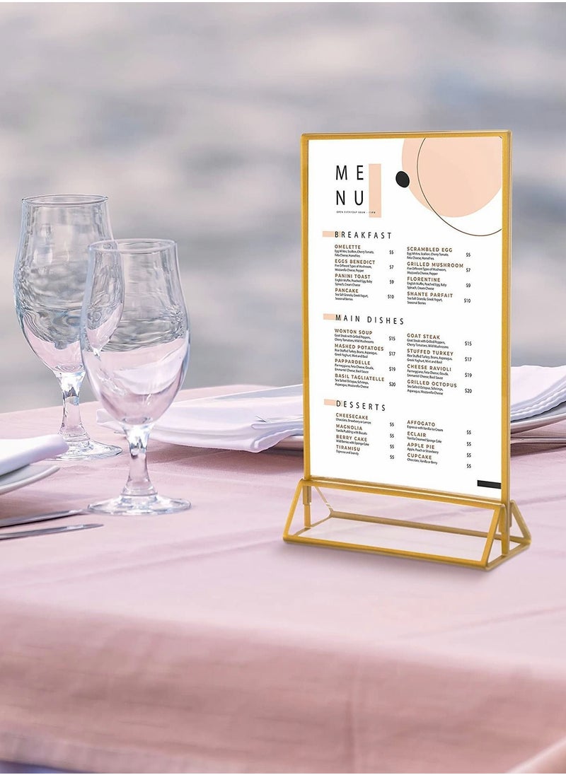 Clear Acrylic Frames Display Holder with Gold Borders and Vertical Stand,Double Sided Table Menu Holders Picture for Wedding Numbers, Restaurant Signs,Photos Display-5x7 Inches,6Pack