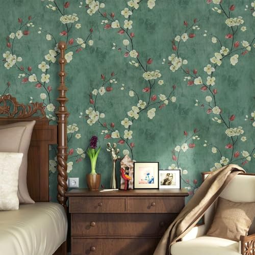 ROSASTELLA Self Adhesive Decorative Peel Stick Waterproof Floral Wallpaper Wall Decor Removable Wall Paper for Living Room Hall Decoration PVC Vinyl DIY Contact Paper45x304cm (Green Floral) - Image 3