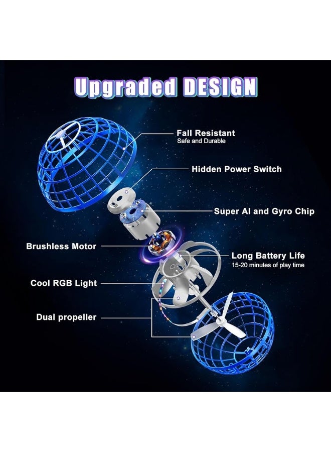 XINHOME Flying Ball Orb Toys Hover Soaring Flying Toy Globe Shape Magic Boomerang Spinner Hand Controller Mini Drone for Kids Adults Outdoor Indoor (Blue) - Image 4