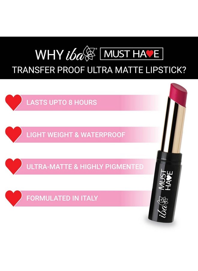 Iba Must Have Transfer Proof Ultra Matte Lipstick Shade 07 Pick Me Up 3.2G Enriched With Vitamin E And Cocoa Butter Highly Pigmented Halal Certified & Vegan Makeup  - Image 5