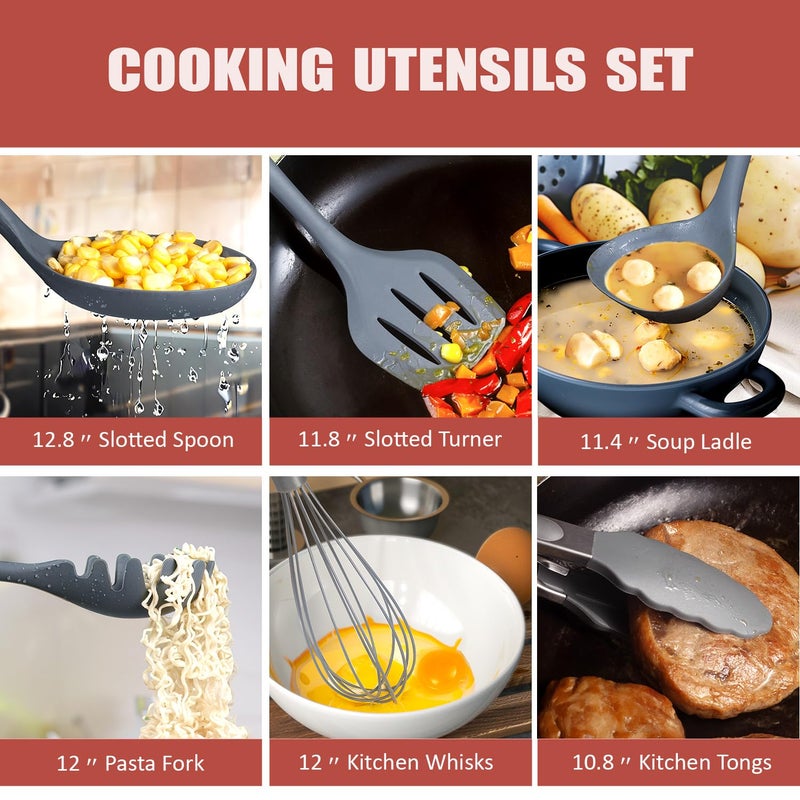 RAXCO Kitchen Set,7-Piece Cooking Utensils,5-Piece Kitchen Gadgets,6-Piece Knife set,Gray - Image 5