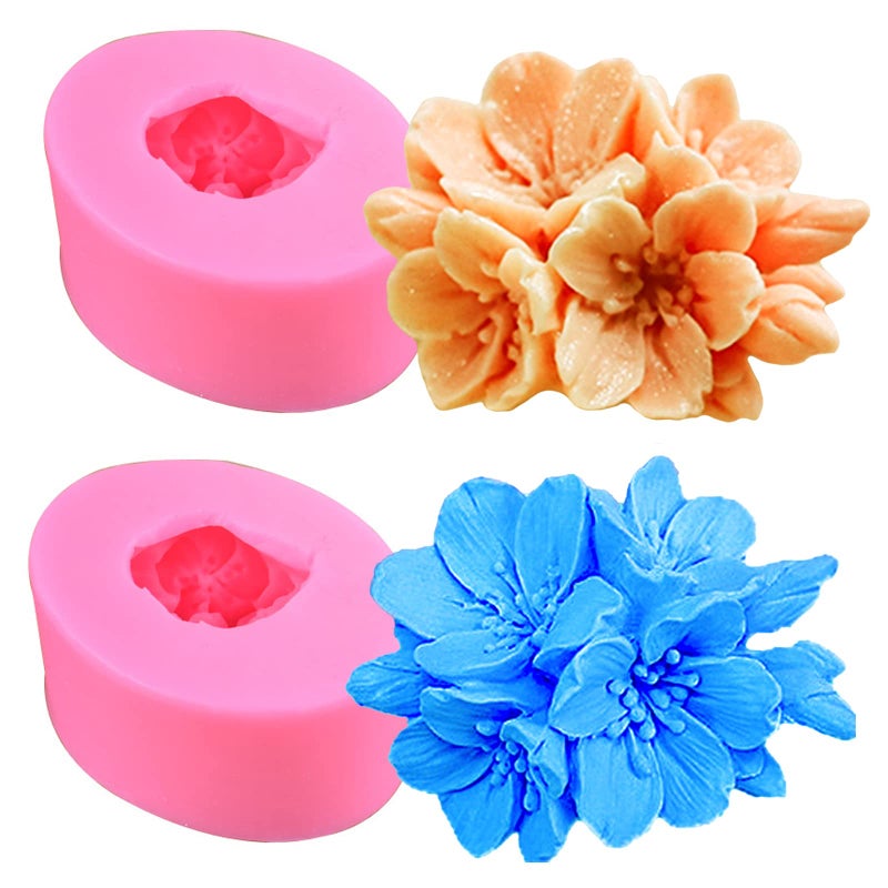 Blossom 2PCS Silicone Mold  Chocolate Fondant Epoxy Resin Candle  Soap DIY Art Craft Baking
