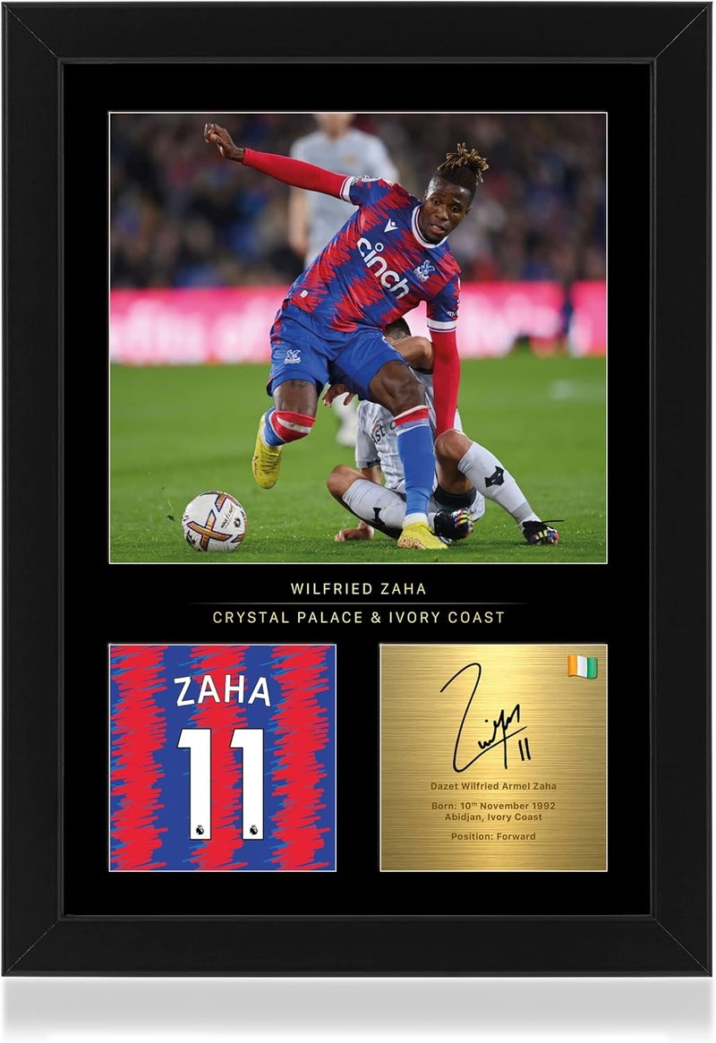 Win FC Wilfried Zaha A4 Framed Photo Display - Reproduced Digital Signature - Gift For Crystal Palace Fans - Image 1