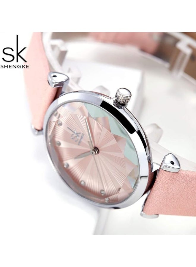 SHENGKE Minimalist Watches for Women Ultra Thin Leather Strap Fashion Creative Waterproof Watch - Image 4