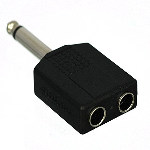 CESS 6.35mm 1/4 Inch Mono Male to 2 Female Splitter Adapter - 1/4 TS Male to Dual TS Female (2 Pack) - Image 1