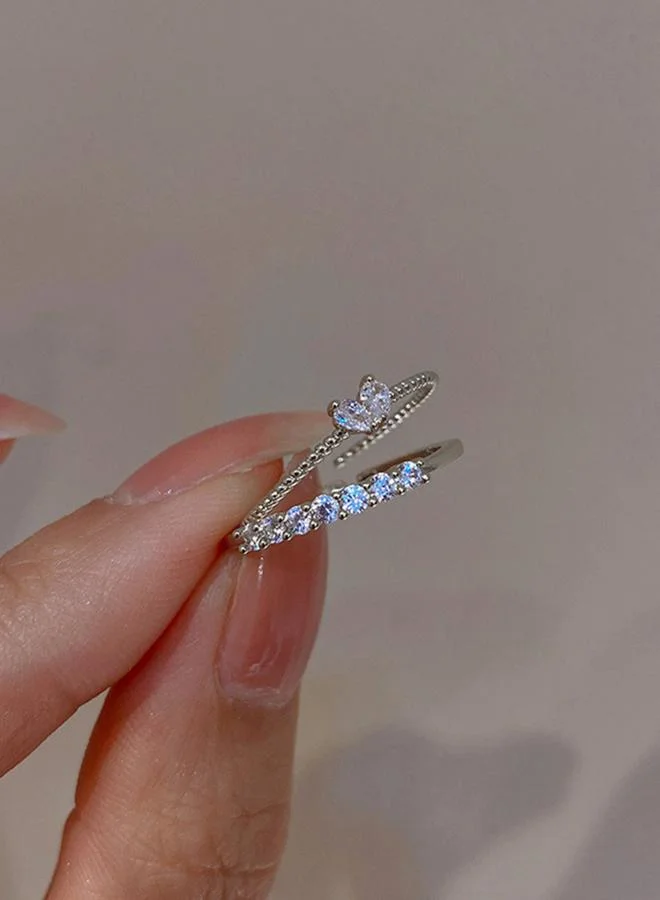 تايك تو حزمة من 2 - خواتم مُرصعة بالزركونيا على شكل قلب