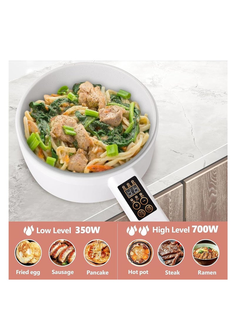 Rightsure 3L Electric Hot Pot with Steamer, Double Layer Smart Button Electric Pot Portable Nonstick Frying Pan, Multifunctional Kitchen Electric Hot Pot Suitable For Ramen Steak Egg Rice Oatmeal Soup - Image 2