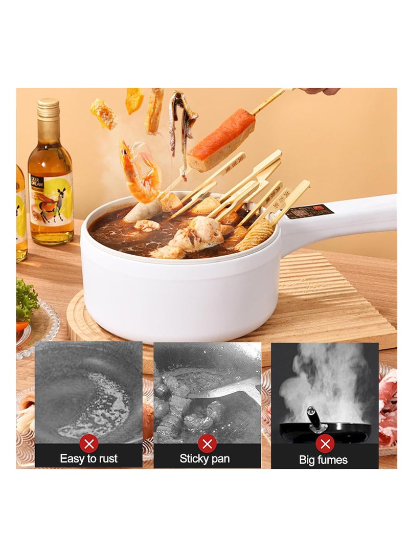 Rightsure 3L Electric Hot Pot with Steamer, Double Layer Smart Button Electric Pot Portable Nonstick Frying Pan, Multifunctional Kitchen Electric Hot Pot Suitable For Ramen Steak Egg Rice Oatmeal Soup - Image 3