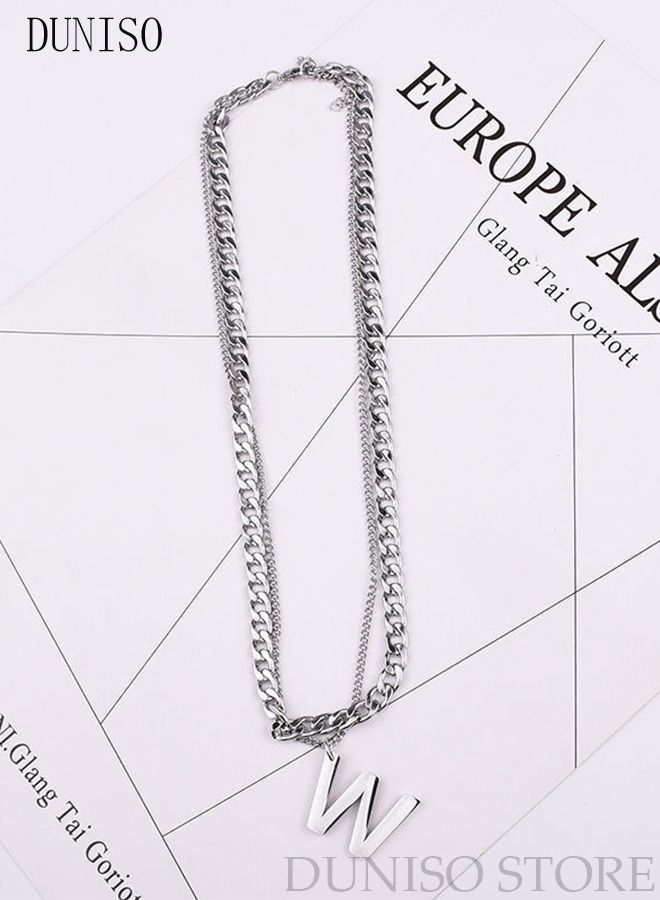 DUNISO Unisex Stainless Letter Necklace and Bracelet Set Gift Pendant Fashion Short Thick Chain Party Accessories - Image 4