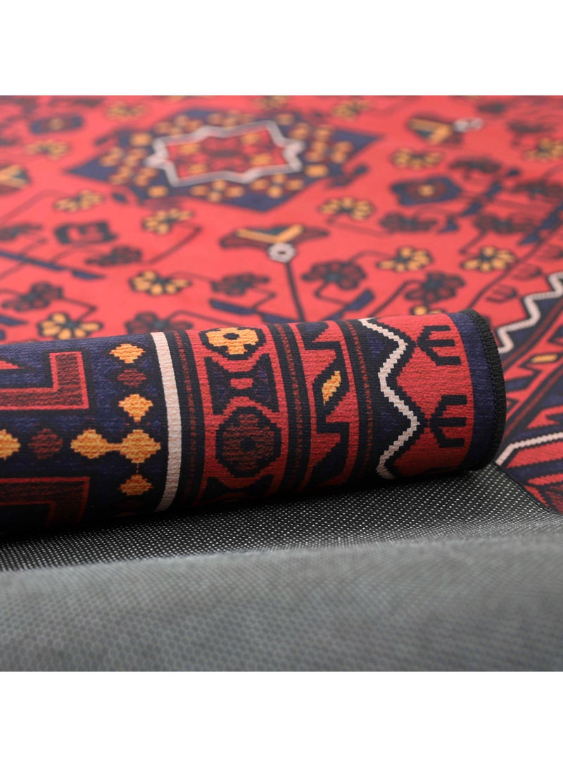 Alkaffary Bashayer Area Rug, Living Room & Majlis Rug, Luxury Heritage Arabic Design High-Quality Materials, 100x200 cm, Red - Image 5