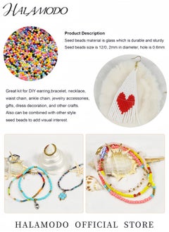 HALAMODO 3300-Piece Glass Seed Beads Kit 4mm Multicolor Seed Beads for Jewelry Making DIY Craft Supplies Kit for Bracelets Necklaces Earrings (20 Colors)  - Image 5