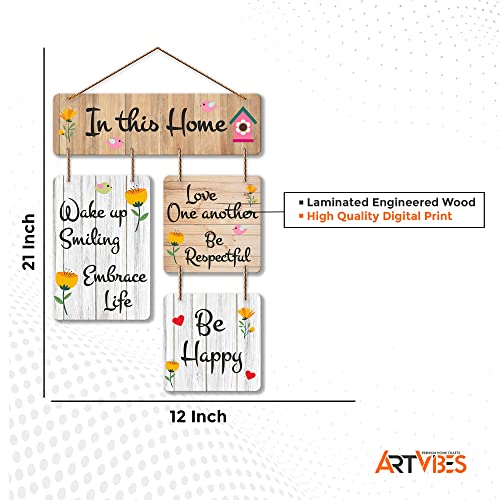 Artvibes In This Home Decorative Wall Art MDF Wooden Wall Hanger for Living Room | Quotes Decor Item | Home Quotes Wall Hanging | Modern Decor Items | Wall Poster | Unique Gift (WH_6508N) - Image 5