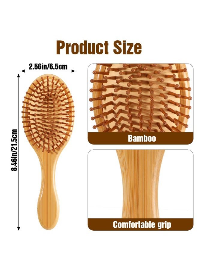 Wanmu 10 Pcs Bamboo Hair Brush, Bulk Natural Wooden Paddle Brush Round-tipped Bamboo Bristles Lightweight Massage Scalp Hair Combs for Women Men and Children, Stimulates Scalp for Hairs Growth (Small) - Image 2