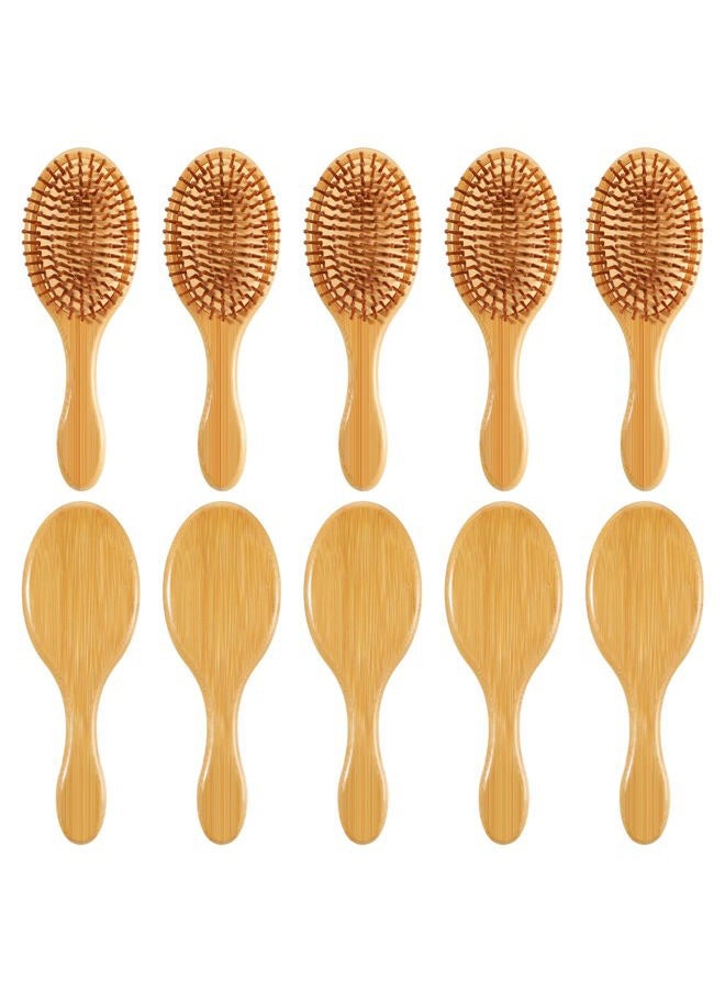 Wanmu 10 Pcs Bamboo Hair Brush, Bulk Natural Wooden Paddle Brush Round-tipped Bamboo Bristles Lightweight Massage Scalp Hair Combs for Women Men and Children, Stimulates Scalp for Hairs Growth (Small) - Image 5