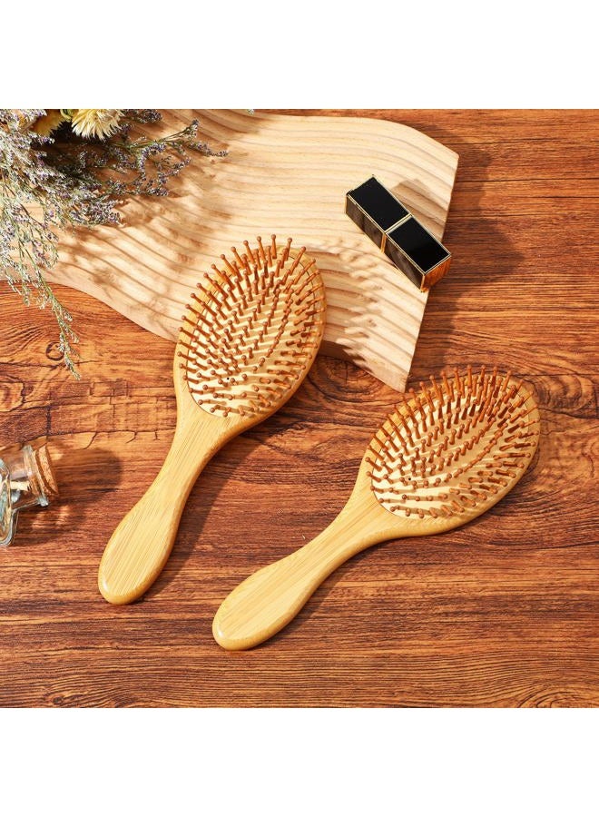 Wanmu 10 Pcs Bamboo Hair Brush, Bulk Natural Wooden Paddle Brush Round-tipped Bamboo Bristles Lightweight Massage Scalp Hair Combs for Women Men and Children, Stimulates Scalp for Hairs Growth (Small) - Image 4