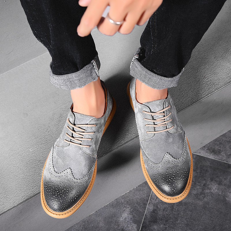 2024 Brogue Shoes Men'S Soft Leather Frosted Casual Retro British Tooling Shoes 46 Plus Size Leather Shoes - Image 4