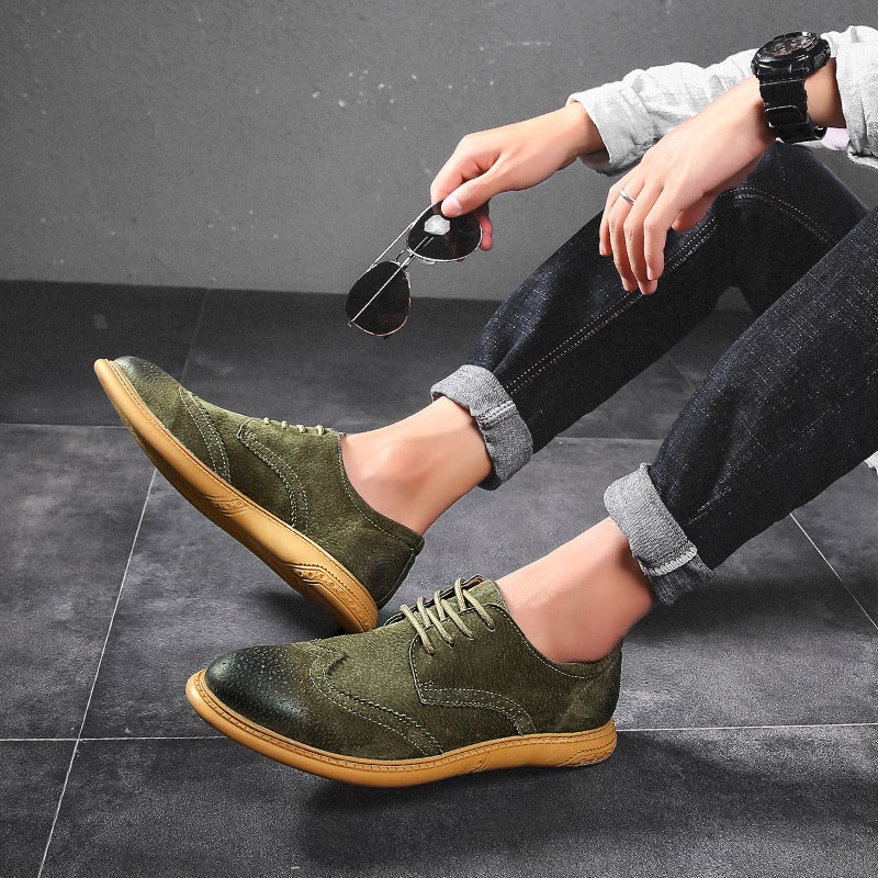 2024 Brogue Shoes Men'S Soft Leather Frosted Casual Retro British Tooling Shoes 46 Plus Size Leather Shoes - Image 5