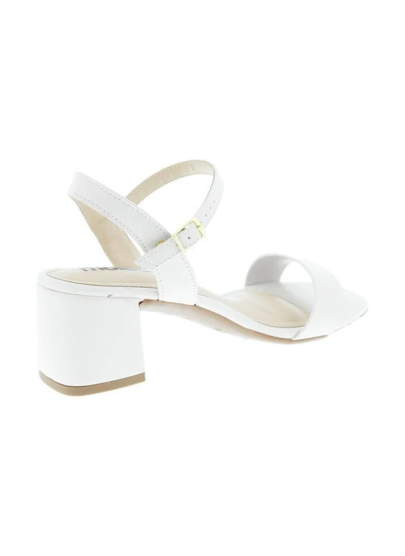 MOLECA Moleca Ladies Mid Heel Sandals Off White | Made In Brazil