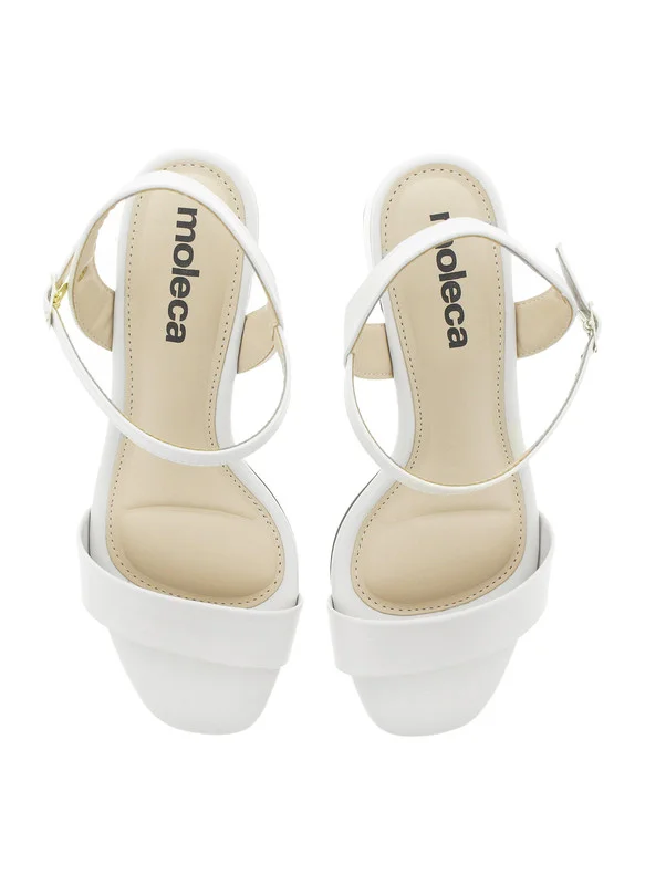 موليكا Moleca Ladies Mid Heel Sandals Off White | Made In Brazil