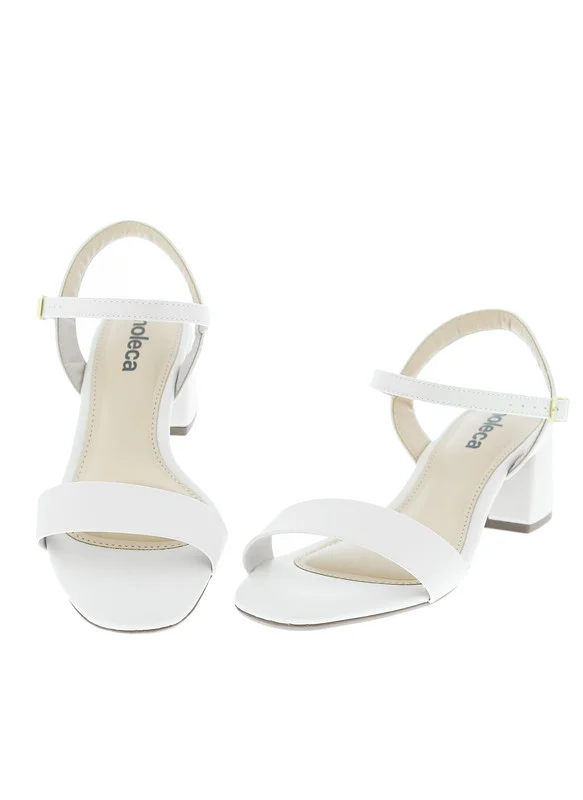 موليكا Moleca Ladies Mid Heel Sandals Off White | Made In Brazil