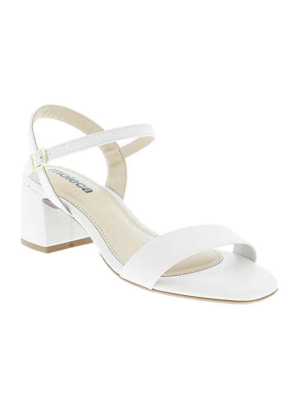 موليكا Moleca Ladies Mid Heel Sandals Off White | Made In Brazil