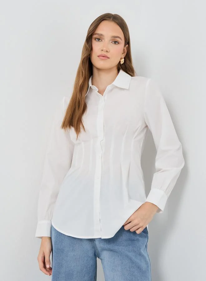 تايك تو Take Two Solid Spread Collar Buttoned Shirt