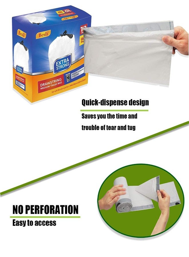 Besli 10 Gallon Drawstring Trash Bag Garbage Bag Trash Can Liner,0.9 Mil,90 Counts - Image 3