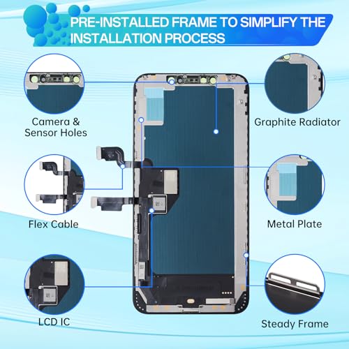 DGSCSMY for iPhone Xs Max Screen Replacement 3D Touch LCD Display Digitizer Full Assembly Repair 6.5" Front Glass Waterproof Adhesive Sticker Fix Tools Kit A1921 A2101 A2104 - Image 2