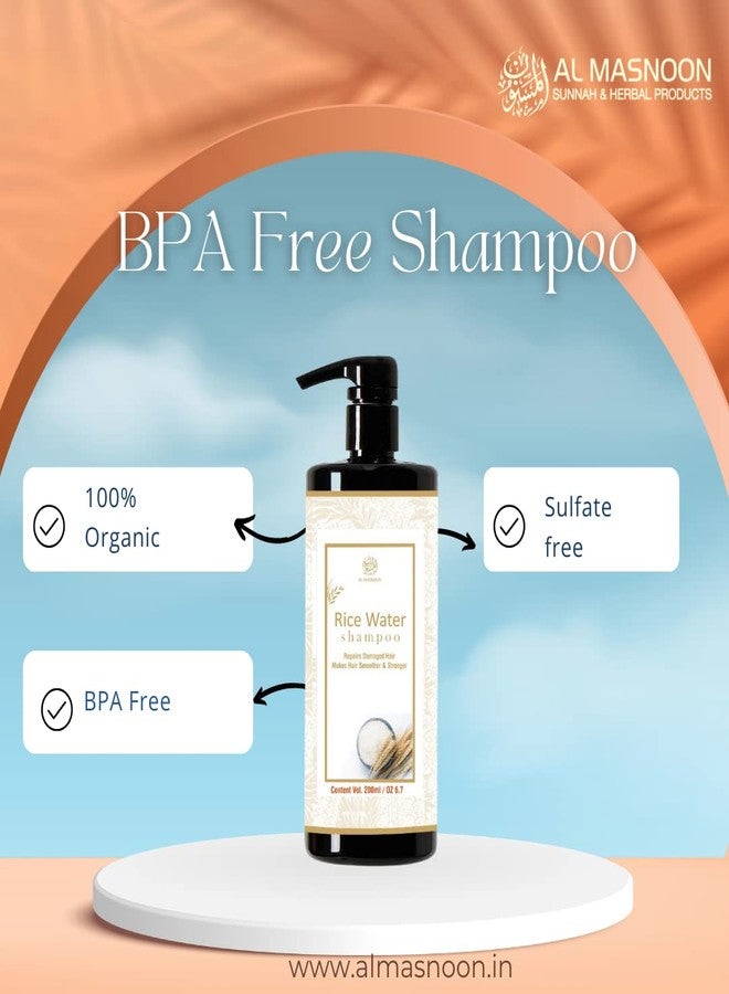 AL MASNOON Rice Water Shampoo 200ml for Repairs the Damaged Hair & makes Hair Smoother & Stronger - Image 4