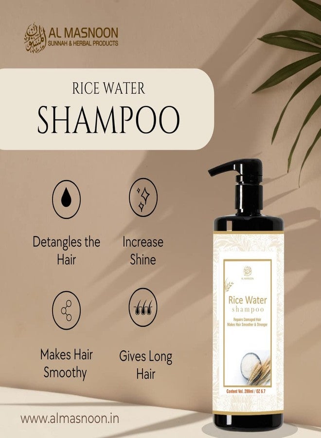 AL MASNOON Rice Water Shampoo 200ml for Repairs the Damaged Hair & makes Hair Smoother & Stronger - Image 5