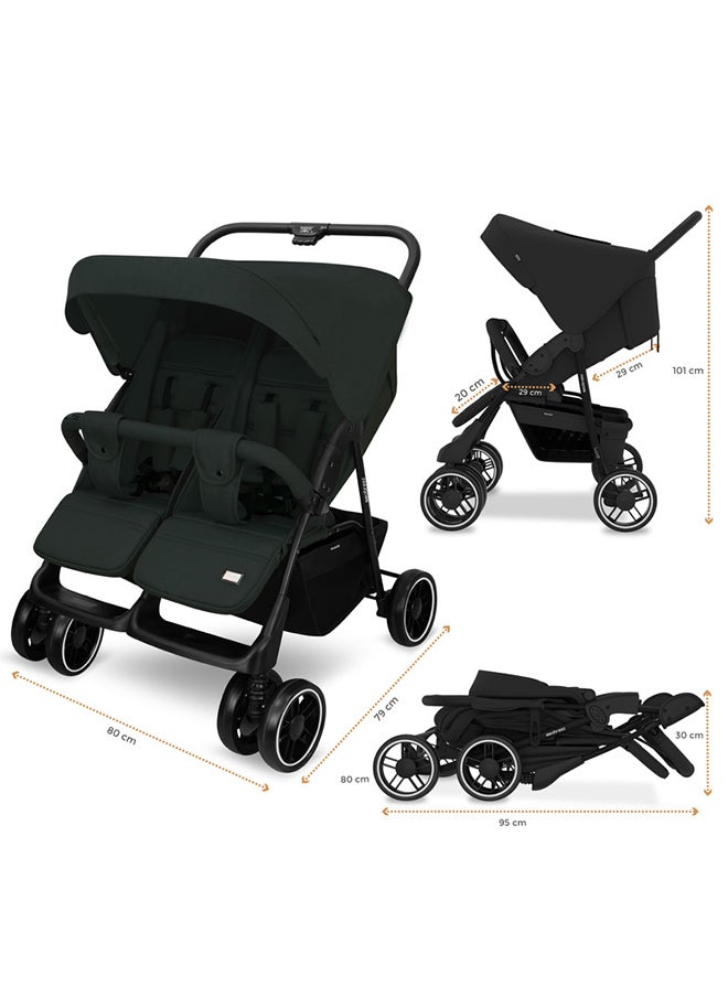 neobreez DUADX Sibling/Twin/Double Side by Side Baby Toddler Stroller,  Pushchair, One-Hand Fold,  Waterproof Canopy,  Gift And String Bag, Phone Holder, Toy Strap, Reflective Sticker, 0-3yrs, 30kg, 3yrs warranty  - Image 5