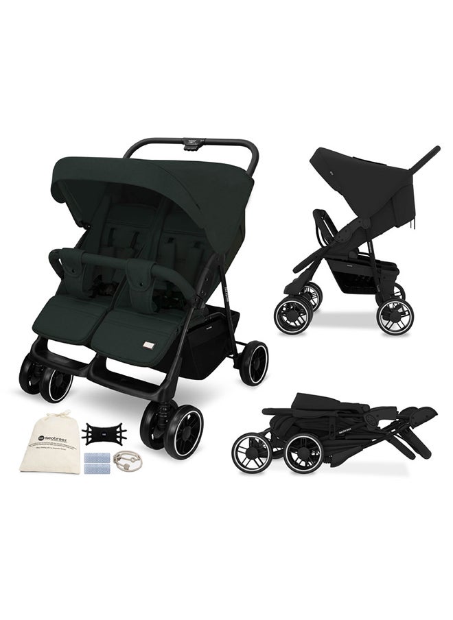 neobreez DUADX Sibling/Twin/Double Side by Side Baby Toddler Stroller,  Pushchair, One-Hand Fold,  Waterproof Canopy,  Gift And String Bag, Phone Holder, Toy Strap, Reflective Sticker, 0-3yrs, 30kg, 3yrs warranty  - Image 1