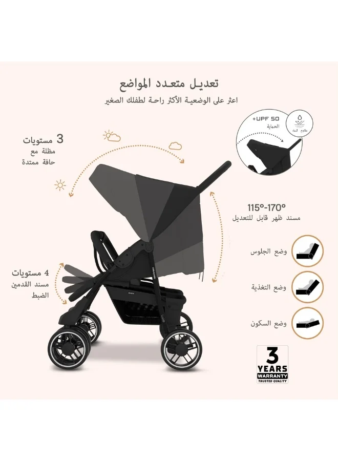 نيوبريز عربة أطفال توأمشقيقة مزدوجة من ، عربة أطفال مدمجة، قابلة للطي بيد واحدة، مظلة مقاومة للماء  +، ضمان  سنوات