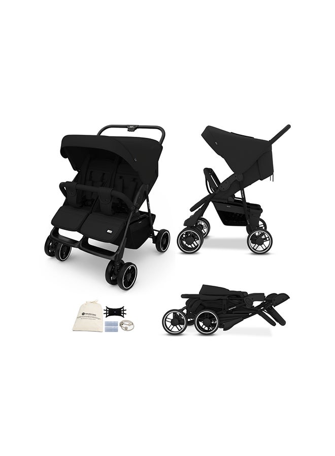 نيوبريز عربة أطفال توأمشقيقة مزدوجة من ، عربة أطفال مدمجة، قابلة للطي بيد واحدة، مظلة مقاومة للماء  +، ضمان  سنوات - Image 1