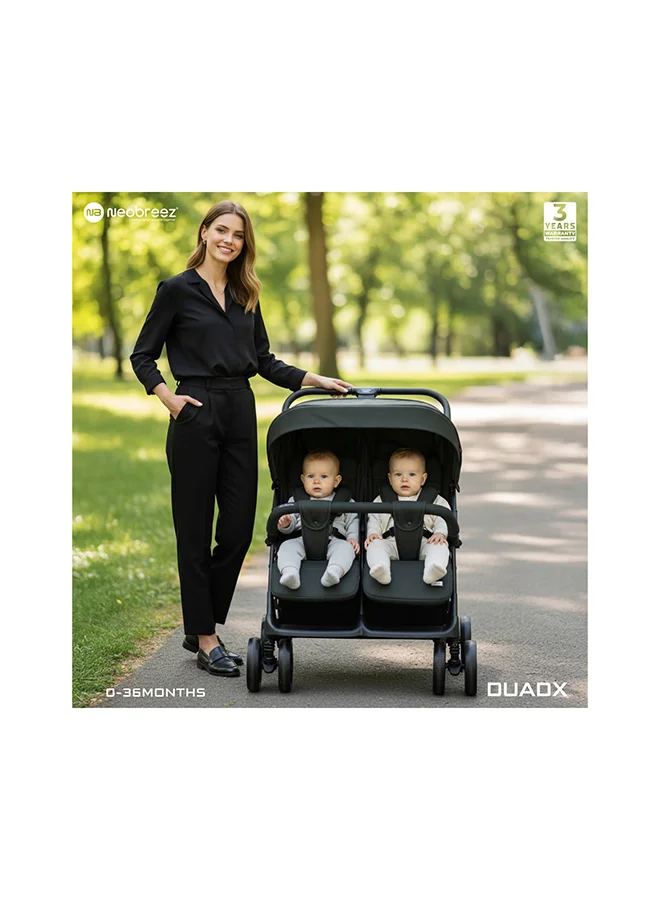 نيوبريز عربة أطفال توأمشقيقة مزدوجة من ، عربة أطفال مدمجة، قابلة للطي بيد واحدة، مظلة مقاومة للماء  +، ضمان  سنوات