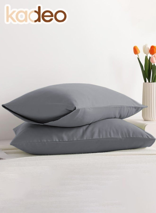 kadeo 2PCS 100% Cotton Pillowcase, Breathable and Soft Pillow Covers with Envelope Closure, Room Decor for Women Men, 48x74CM - Image 5