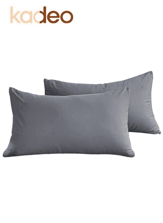 kadeo 2PCS 100% Cotton Pillowcase, Breathable and Soft Pillow Covers with Envelope Closure, Room Decor for Women Men, 48x74CM - Image 1