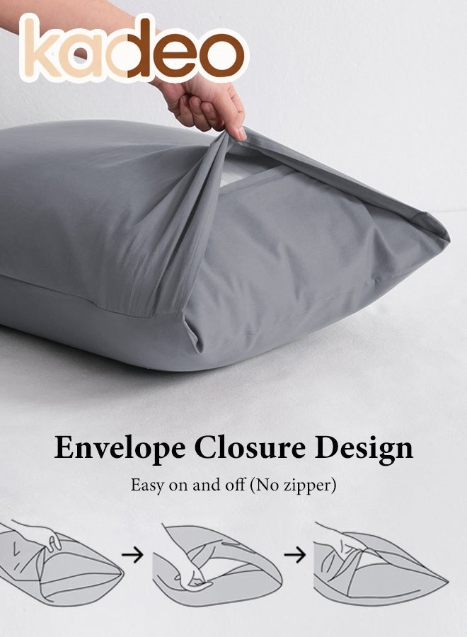 kadeo 2PCS 100% Cotton Pillowcase, Breathable and Soft Pillow Covers with Envelope Closure, Room Decor for Women Men, 48x74CM - Image 3